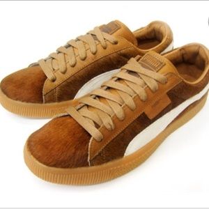 Puma Clyde 96 hour BS Luxe brown pony hair sneaker